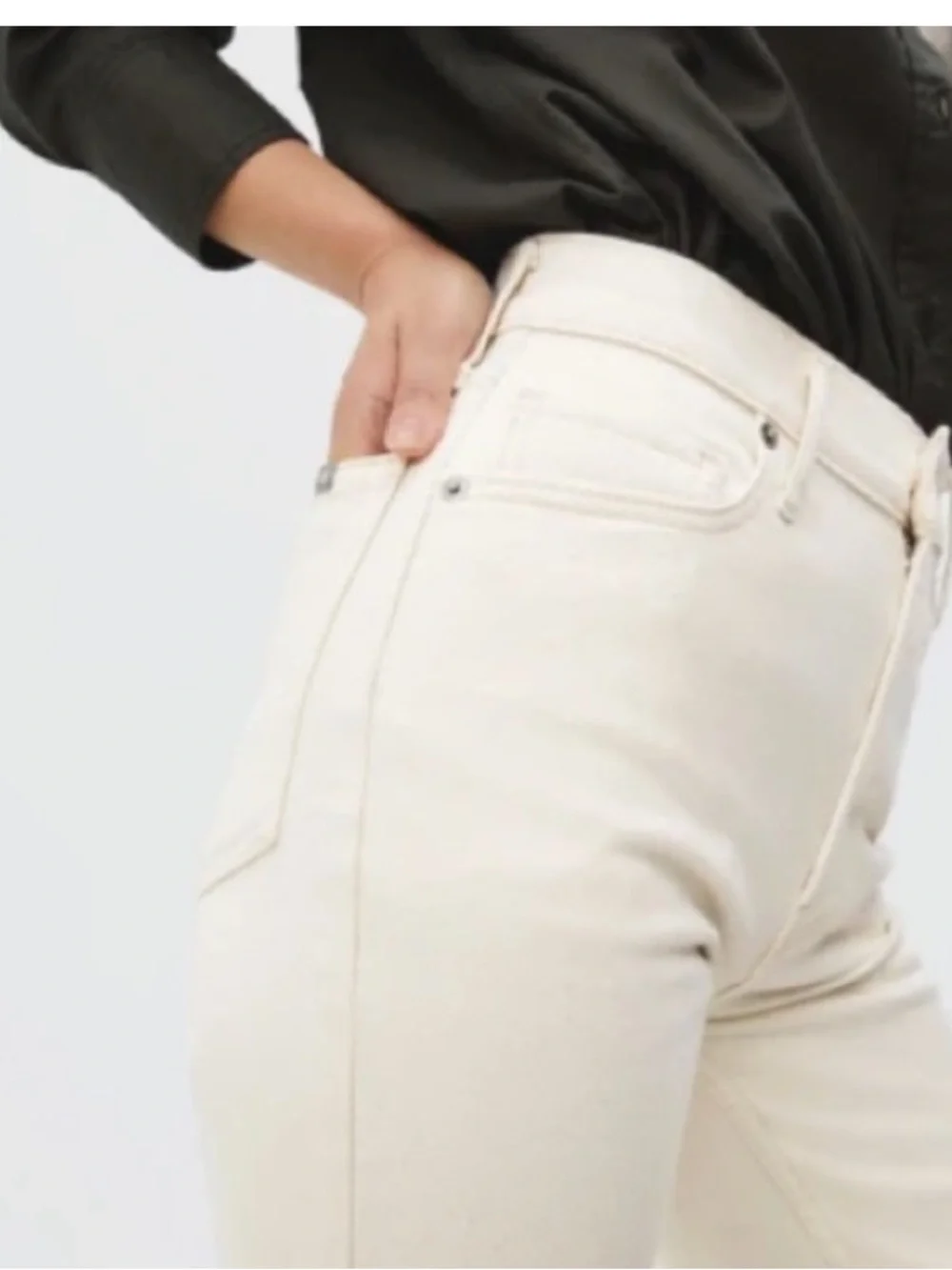 Everlane The Original Cheeky High Rise Jean Pants Ecru Cream Barrel 29
